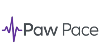 Paw Pace logo with a purple heartbeat line on a white background